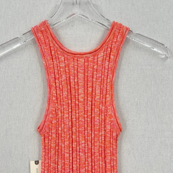 ANTHROPOLOGIE Shirt Womens XS Orange Pink High Neck Knitted Tank Ribbed Racer - Picture 7 of 12